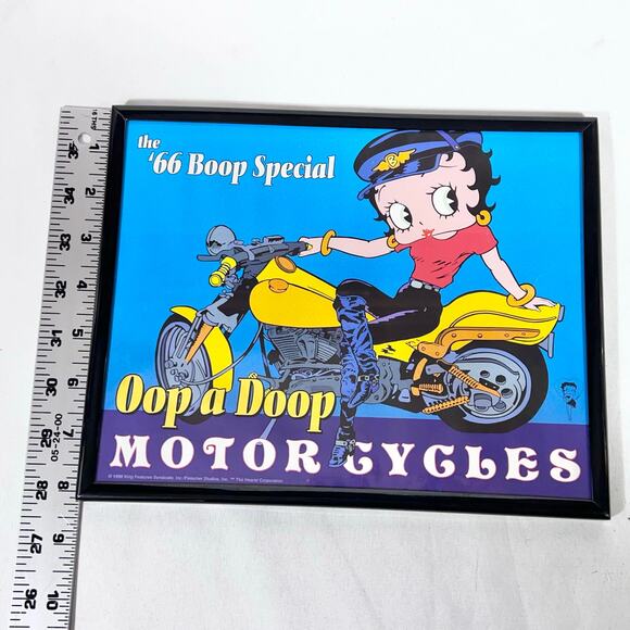 Vintage Betty Boop Framed Pictures Lot of 4 10x8" Biker Bubble Bath Glamour 90's - Picture 9 of 16